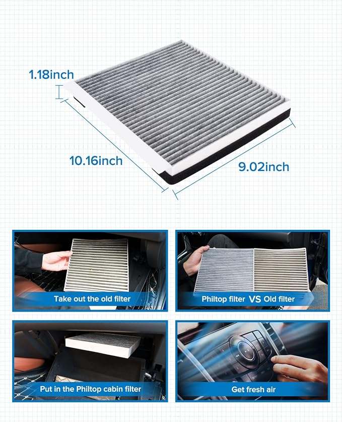 PHILTOP HEPA Cabin Air Filter w/Activated Carbon, Compatible - Image 5