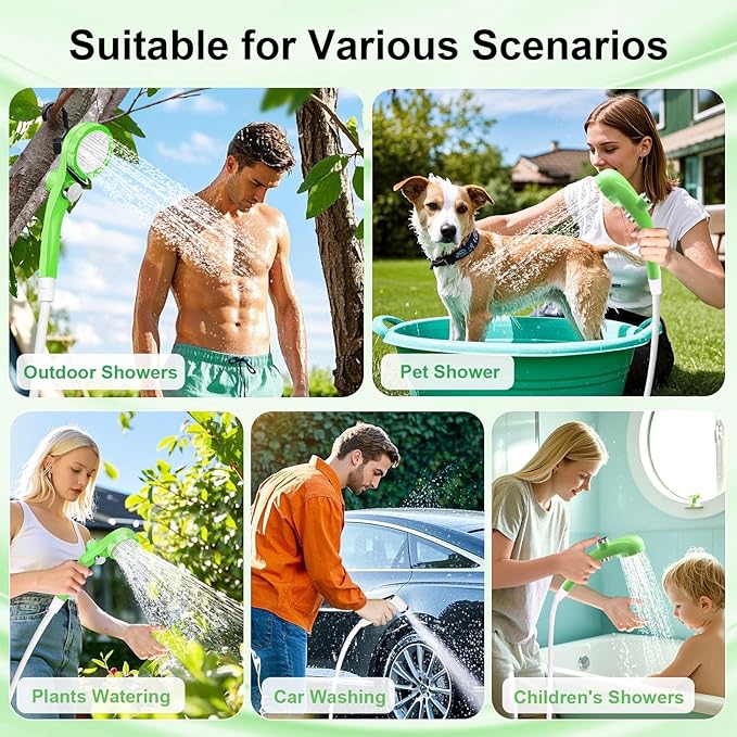AUTOPkio Portable Camping Shower - Outdoor Camp Shower with Showerhead Sprayer & Rechargeable Battery Pump for Camping, Travel, Hiking, Car Washing, Pet Bath