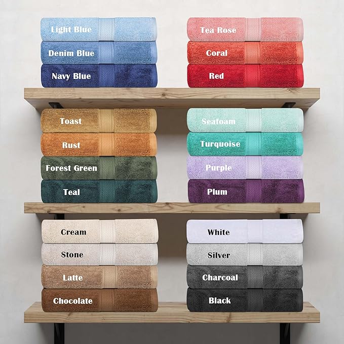 Superior Egyptian Cotton Pile Bath Sheet Set of 2, Ultra Soft Luxury Towels, Thick Plush Essentials, Absorbent Heavyweight, Guest Bath, Hotel, Spa, Home Bathroom, Shower Basics, Plum