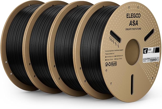 ELEGOO ASA Filament 1.75mm Deep Black 4KG, UV & Weather Resistant 3D Printer by ELEGOO