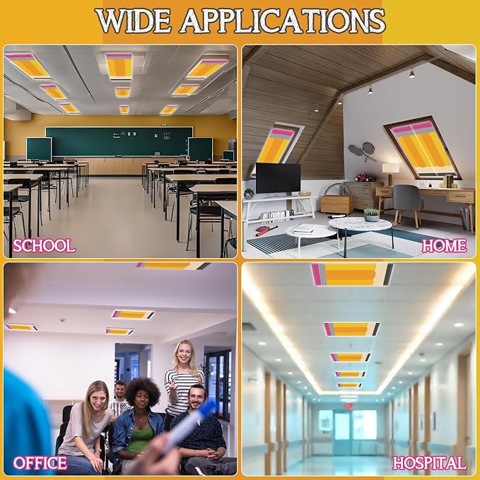 6Pcs Classroom Light Covers for Fluorescent Lights, Magnetic 2x4 FT Ceiling - Image 8
