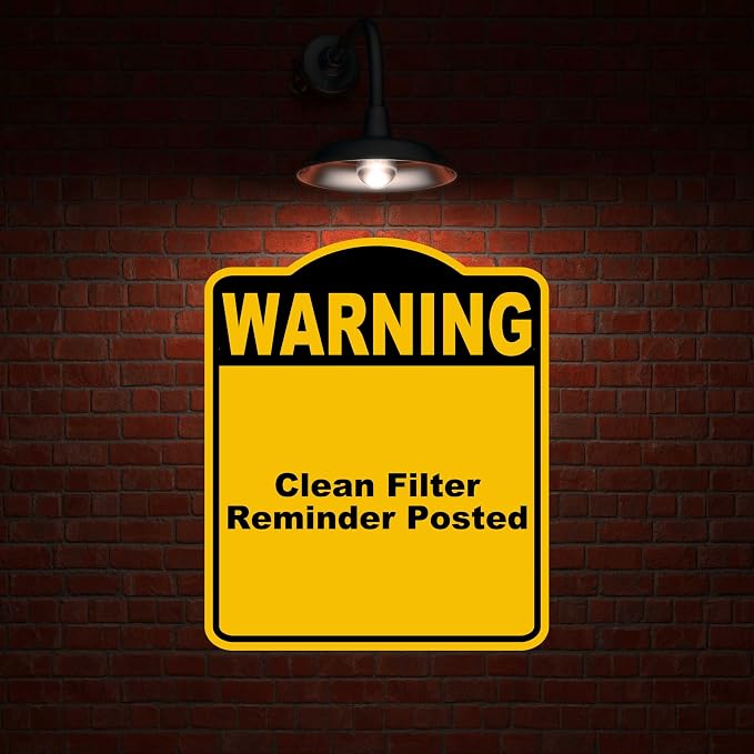Clean Filter Reminder Posted Warning Yellow Black Aluminum Composite Sign 8.5 x - Image 2