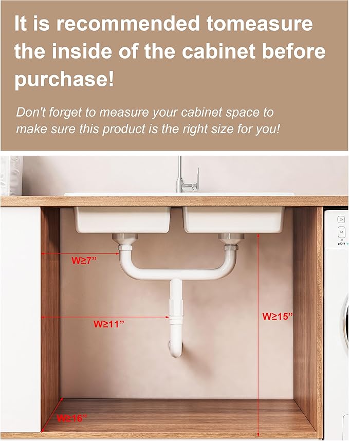 UMDONX Under Sink Organizer 2-Pack Adjustable Bathroom Under Sink Pull-Out Organizer with 5 Adjustable Heights for Kitchen, Bathroom & Laundry Storage