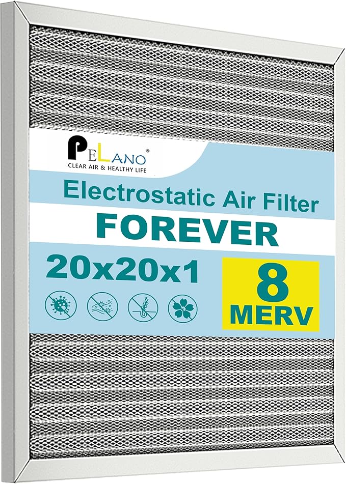 20x20x1 Reusable Air Filter, Electrostatic HVAC Air Filter, Lasts a Lifetime by Pelano