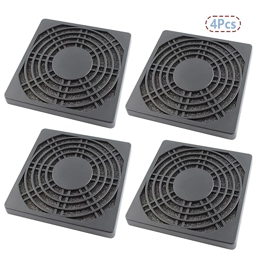 4 Pcs 90mm Black Square Plastic Cooling Fan Filter Cover, Dust Screen - Image 2