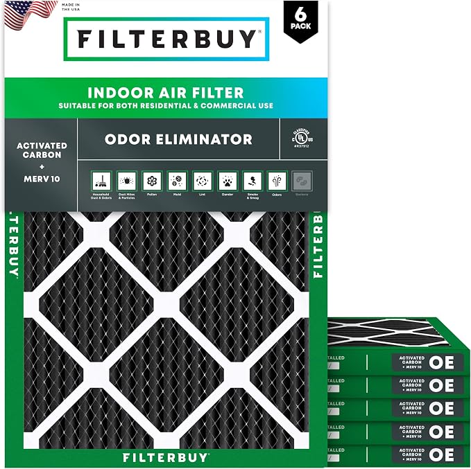 Filterbuy 20x22x1 Air Filter MERV 10 Odor & Allergy Defense by Filterbuy