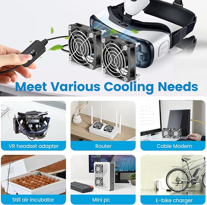 GDSTIME 2-Pack 60mm x 15mm USB Fan - Image 2