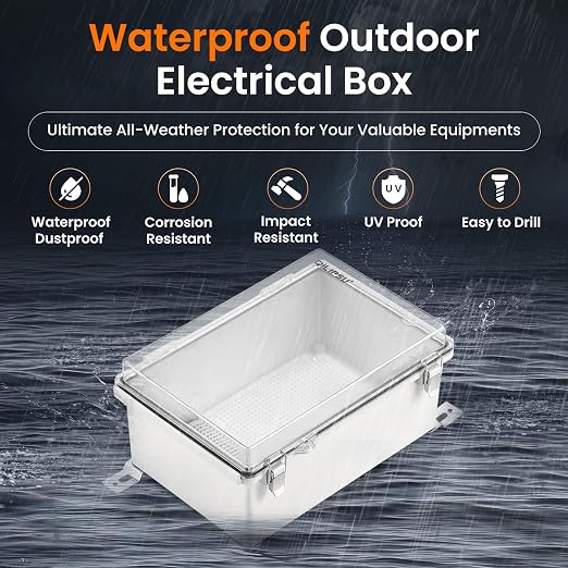 QILIPSU Outdoor WiFi Enclosure, 8.6"x6.7"x4.3" Waterproof Electrical Junction - Image 2