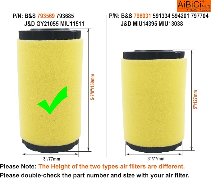793569 Air filter for Briggs & Stratton 793685 John Deere GY21055 MIU11511 - Image 3
