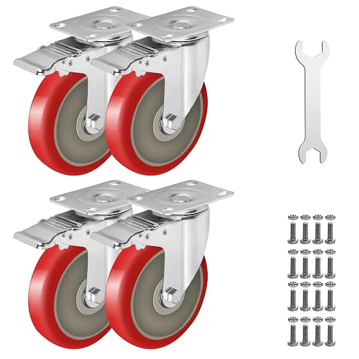 5 Inch Caster Wheels Heavy Duty Casters Set of 4 Lockable Cart Wheels - Image 8