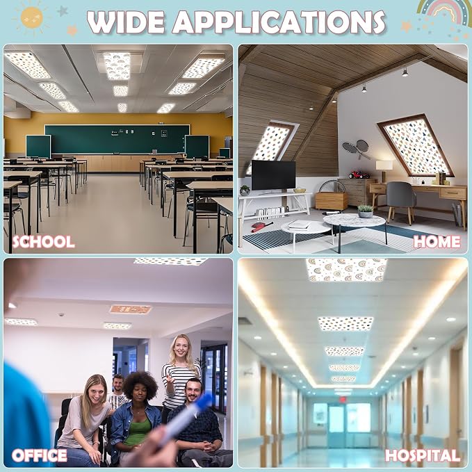 6Pcs Classroom Light Covers for Fluorescent Lights, Magnetic 2x4 FT Ceiling - Image 8