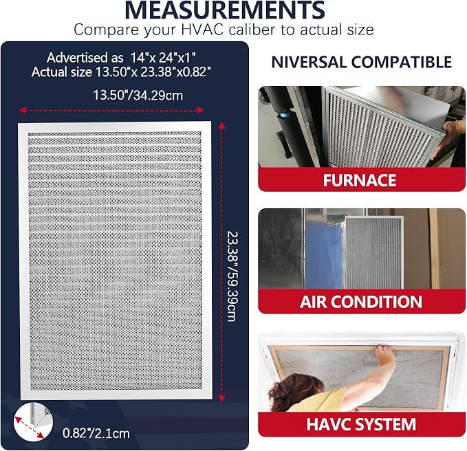 14x24x1 Lifetime Electrostatic Air Filter, MERV 8 Washable Aluminum AC/HVAC - Image 6