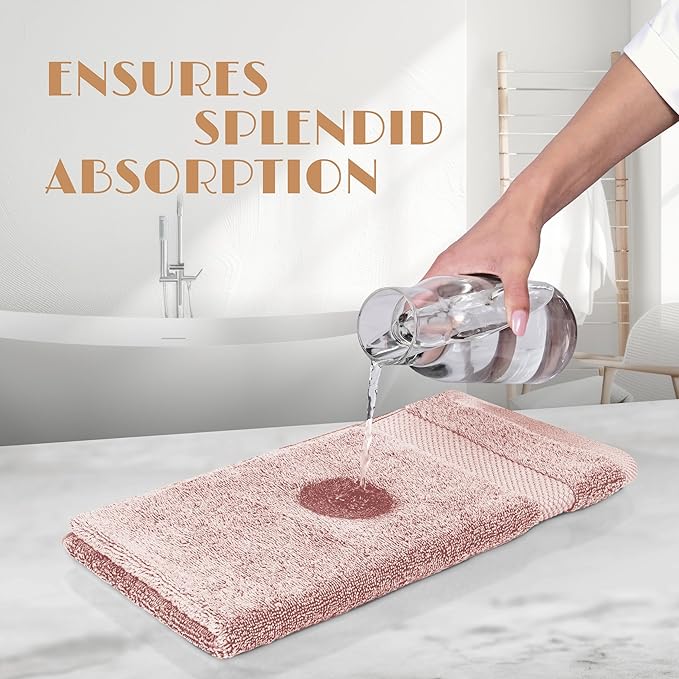 White Classic Pink Hand Towels for Bathroom [6 Pack] Cotton Hand Towel Bulk for Gym, Kitchen and Spa, 16x27 Inches Soft Highly Absorbent Quick Dry Terry Salon Towels
