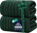 DAN RIVER Pack of 2 Bath Sheet 35x70 Inches, Ribbed Oversized Bath Towels Extra Large, Organic Cotton Towels for Bathroom - Hunter Green