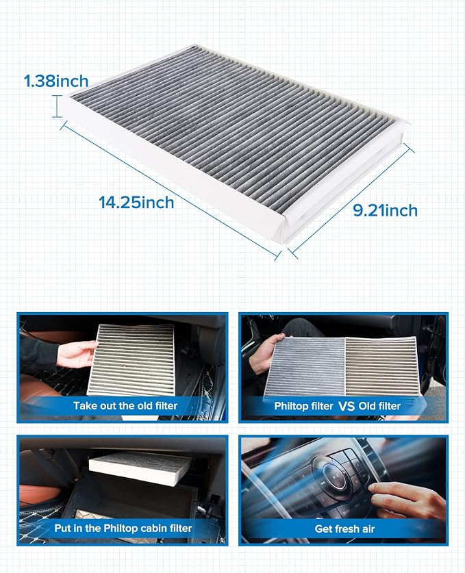 PHILTOP HEPA Cabin Air Filter w/Activated Carbon, Compatible - Image 7