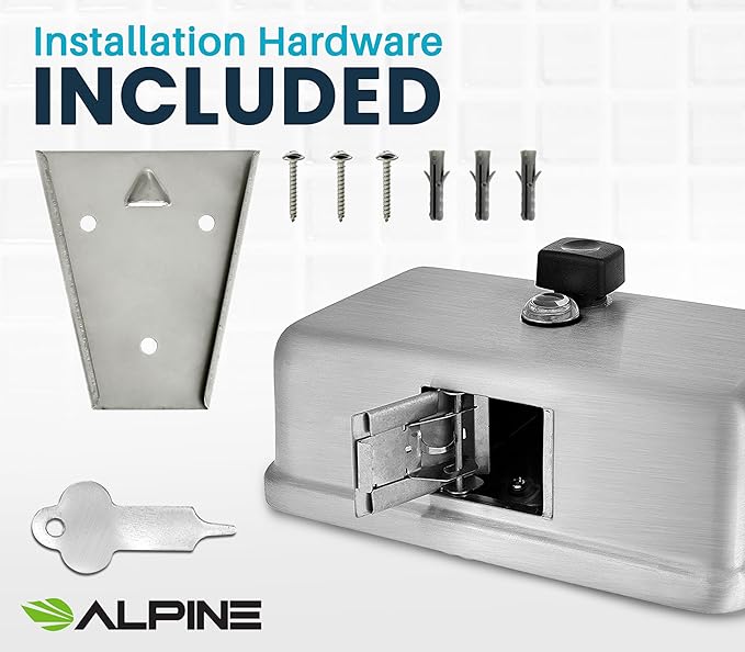 Alpine Commercial Wall-Mounted Soap Dispenser – Stainless Steel, Liquid, Manual Pump, ADA Compliant, 1200ml for High-Traffic Bathrooms (Horizontal)
