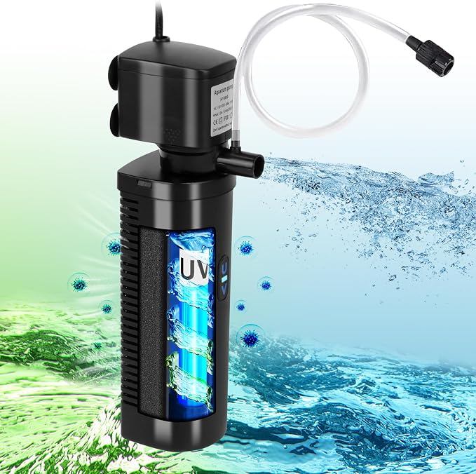 TARARIUM Aquarium Filter U-V for 20-75 Gallon, 200GPH Fish Tank Filter w/ 5W by TARARIUM
