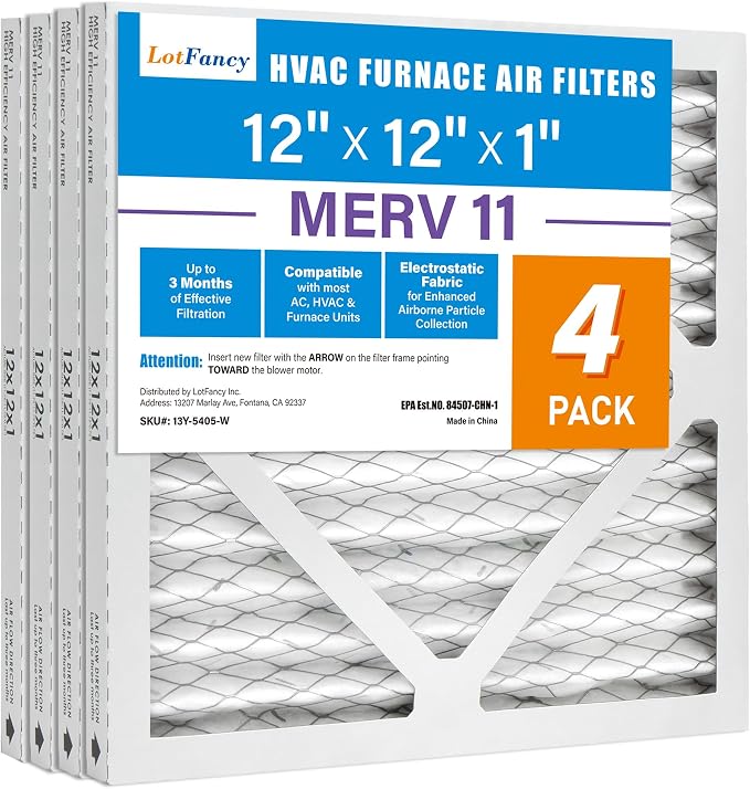 LotFancy 12x12x1 Air Filter MERV 11 4-Pack, Electrostatic Pleated AC Furnace - Image 9