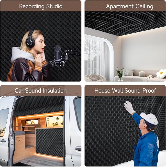 Self-Adhesive Thickened Sound Insulation Egg Crate Foam 13.99 sqft x 1.77in - Image 4