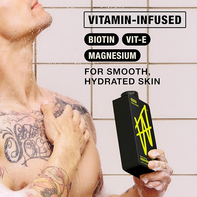 W By Jake Paul Body Wash for Men, Exfoliating Shower Gel with Jojoba Oil, Deep Clean Hydrating Mens Bodywash, Deep Woods Scent, 18 fl oz