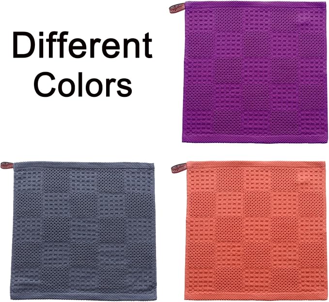 Waffle Weave Cotton Washing Cloth Ultra Soft and Absorbent Washcloths for Bathroom Kitchen and Gym Natural Cotton (1, Grey)