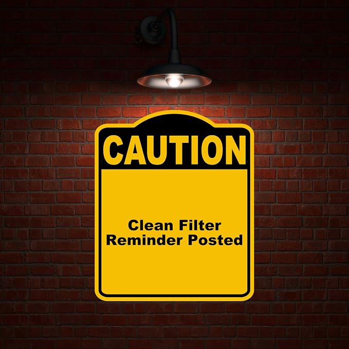 Clean Filter Reminder Posted Caution Yellow Black Aluminum Composite Sign 20 x - Image 2