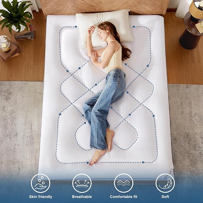 BEDLORE King Mattress Topper, Thick Pillow Top Pad for Back Pain Relief, Cooling Soft Mattress Cover with Deep Pockets 6-18 inch