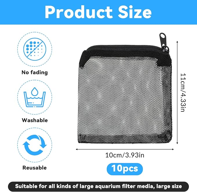 10Pcs Media Bags for Aquarium Fine Mesh Bag 4" x 4" - Image 2