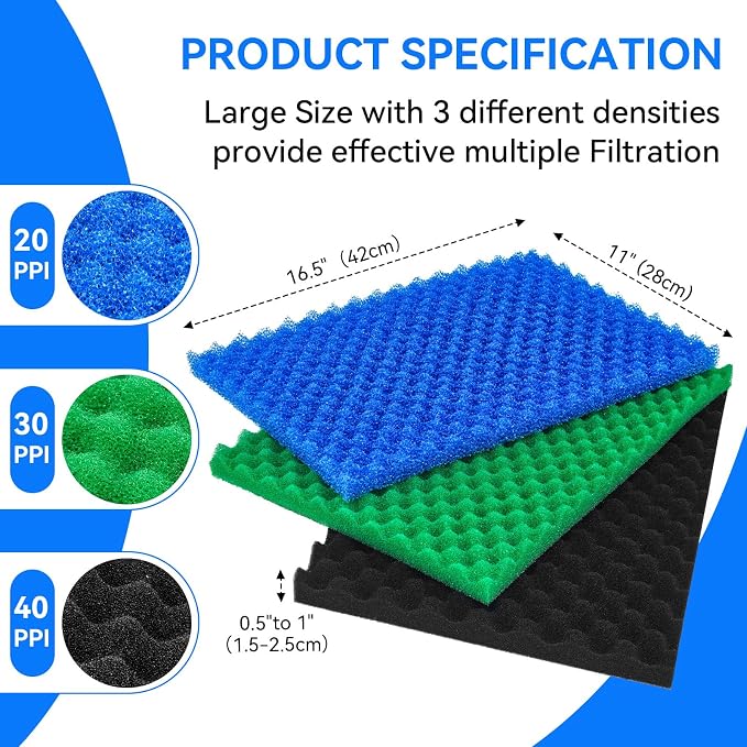 Foam Aquarium Filter Coarse Sump Filter Sponge Cut to Fit Bio Sponge Filters - Image 2