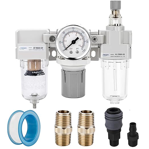 NANPU 1/4" NPT Air Filter, Regulator & Lubricator Combo by NANPU