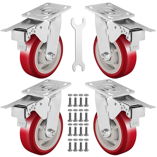 6 Inch Caster Wheels Heavy Duty Casters Set of 4 Lockable Cart Wheels by Castrek