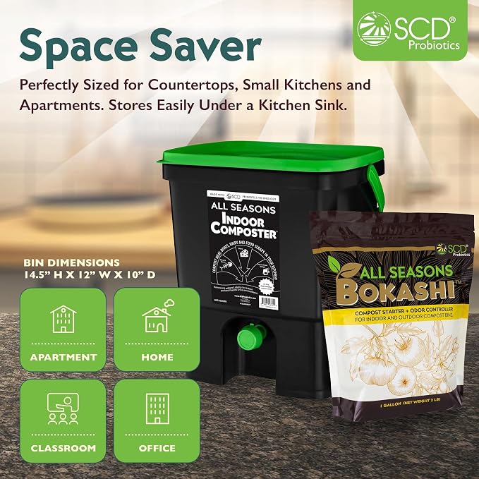 All Seasons Indoor Composter Starter Kit – 4.4 Gallon Black Organko Compost Bin - Image 6