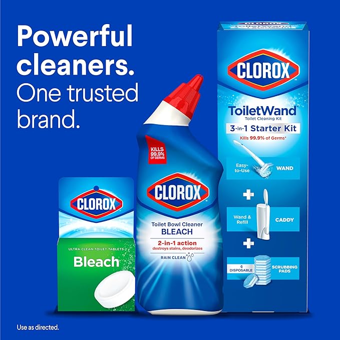 Clorox Toilet Bowl Cleaner Bleach, Rain Clean, 24 Fluid Ounces, Pack of 2 (Package May Vary)