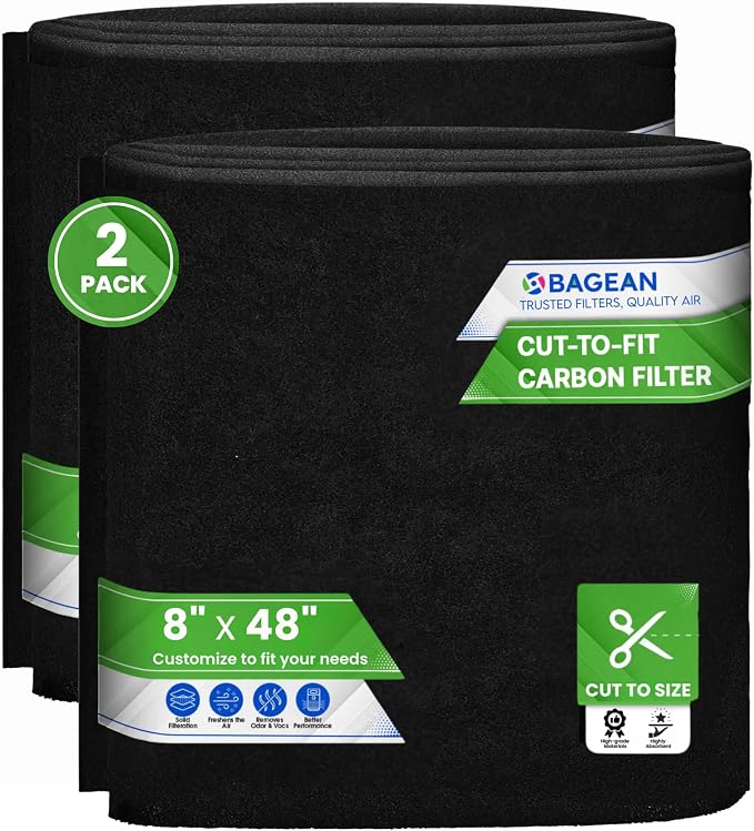 Cut to Fit Activated Carbon Filter Sheet 8” x 48” | Activated Carbon Air Filter by Bagean