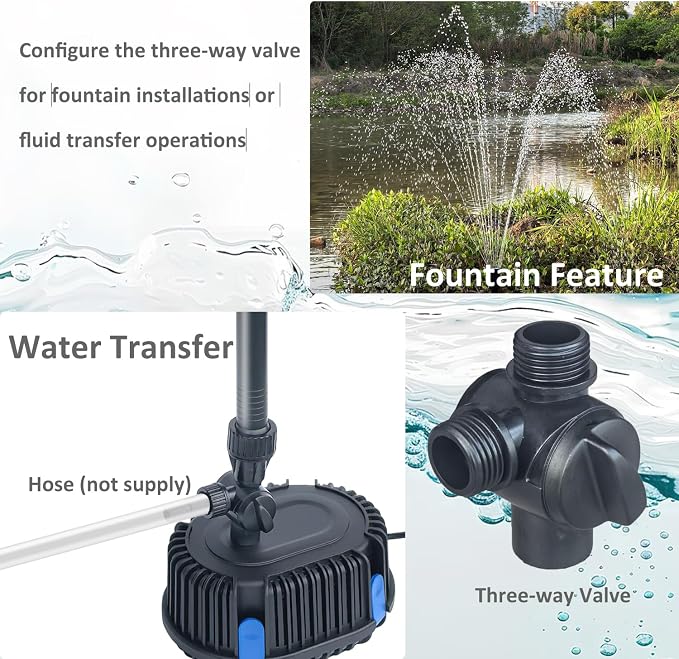 Pond Filter with Pump Fountain Kits, Submersible Pump Pond Fountain Koi Pond - Image 4