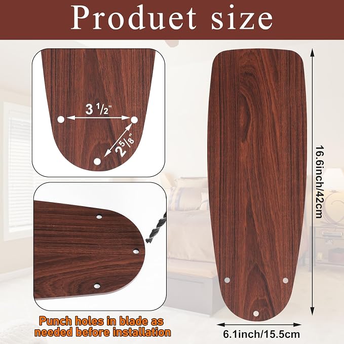 5 Pack Replacement Fan Blades for 42"/52" Ceiling Fan Waterproof Blades - Image 2