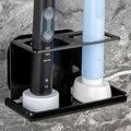 Electric Toothbrush Holder Wall Mounted, Electric Toothbrush Cord Organizer Holds 2 Chargers, Self Adhesive Electric Toothbrush Stand for Bathroom, Medicine Cabinet, Dorm(Black)