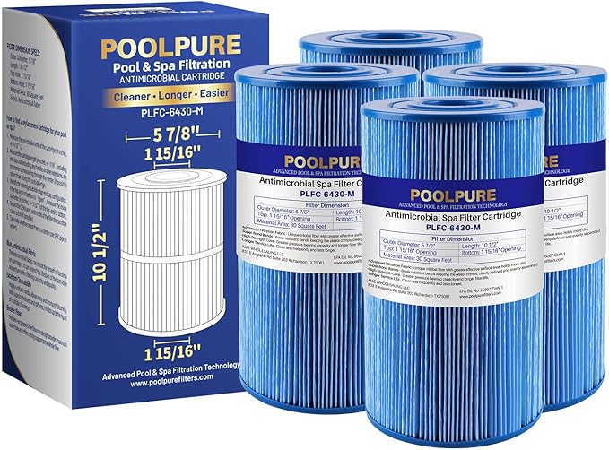 POOLPURE PLFC-6430-M Spa Filter Replaces Watkins 31489, Compatible Pleatco by POOLPURE