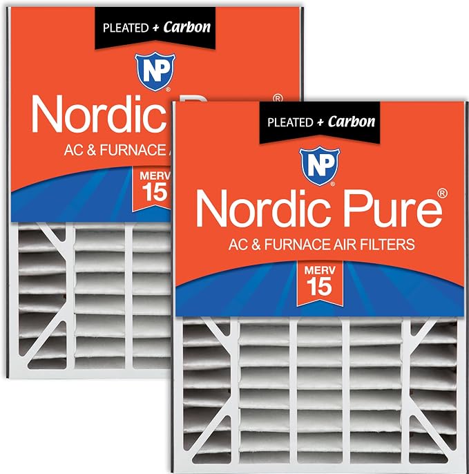 Nordic Pure 20x25x5 Air Bear Air Filter Replacement MERV 15 Plus Carbon 2 Pack by NordicPure