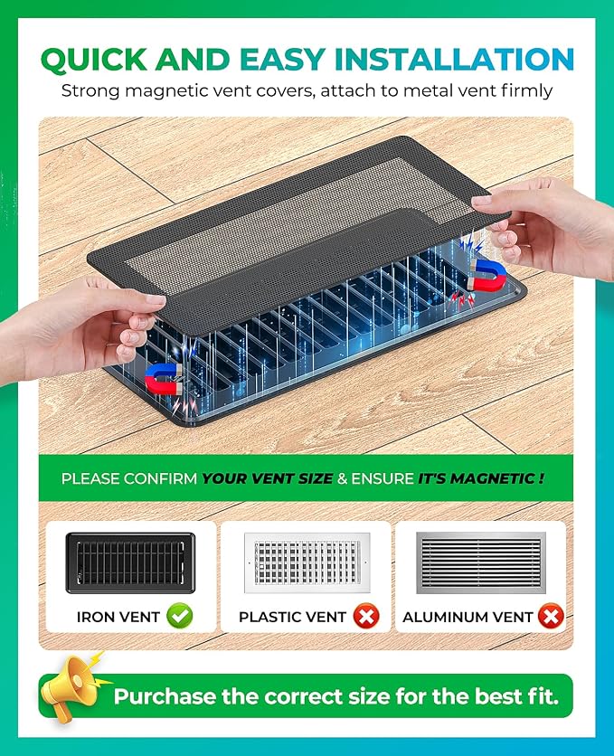 Magnetic Vent Screen Mesh Covers 3 Pack, Floor Vent Covers, Vent Covers - Image 4