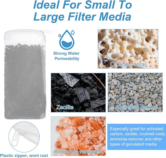 6 Packs Fine Mesh Bag Aquarium Mesh Bag Aquarium Filter Media Bags - Image 4