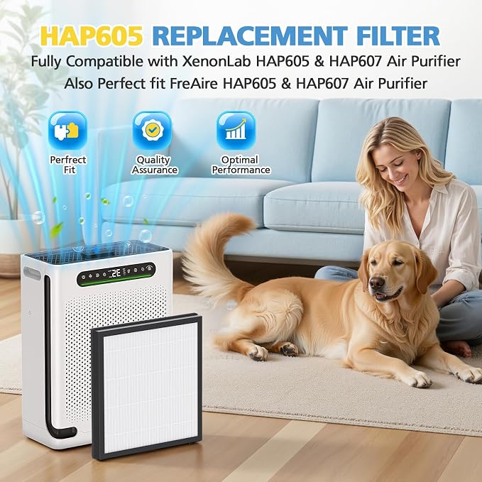 4 Pack HAP605 Air Purifier Filter, Air Purifier Replacement Filter - Image 2