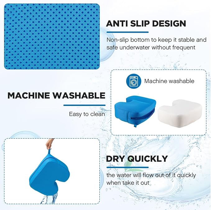 Suzile 2 Pcs Hot Tub Booster Seat Weighted Spa Bathtub Booster Inflatable Cushion Quick Dry Non Slip Bottom Portable Seat with 3D Air Mesh Cover Tub Accessory for Adult Indoor Outdoor(Blue)