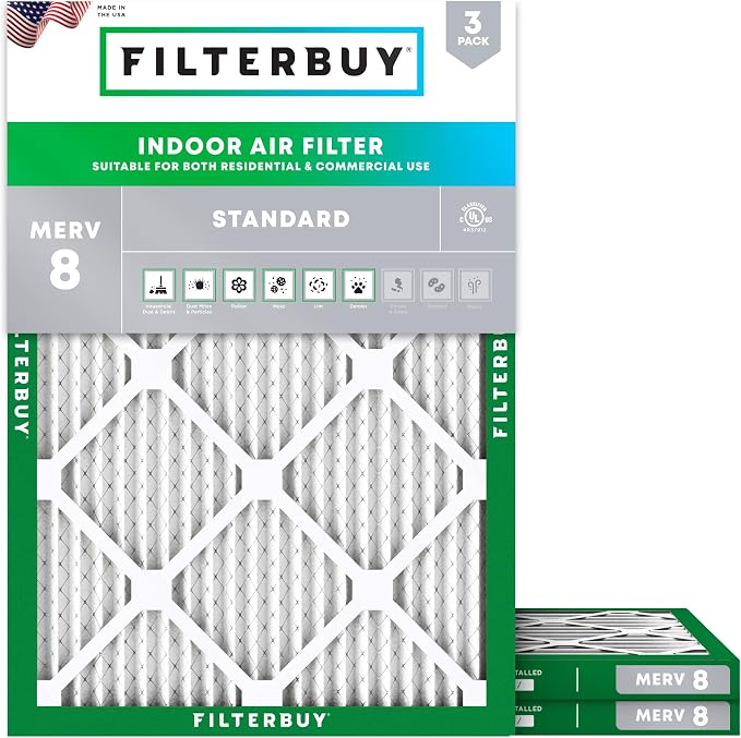 Filterbuy 18x22x1 Air Filter MERV 8 Essential Dust & Allergy Defense, by Filterbuy
