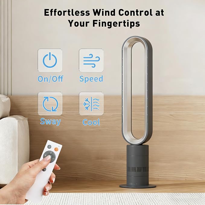 H601 Bladeless Tower Fan, 80° Oscillation, 35 dB Low Noise - Image 6
