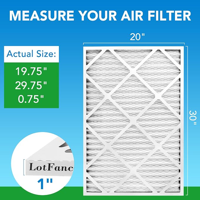 LotFancy 20x30x1 Air Filter MERV 8 6-Pack, Electrostatic Pleated Furnace & AC - Image 2