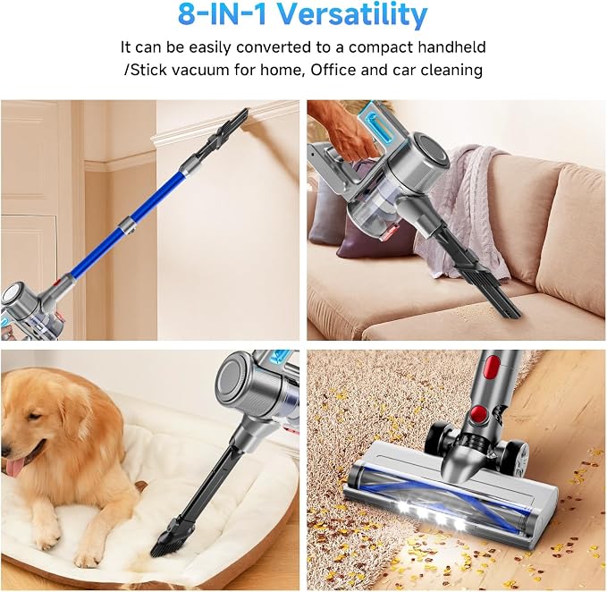 Cordless Vacuum Cleaner, 8 in 1 40Kpa 55Mins, Lightweight Vacuum Cleaners - Image 5