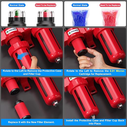TAILONZ PNEUMATIC 0-150PSI 1/2 Inch NPT Aluminum Alloy Air Filter Drying System - Image 4