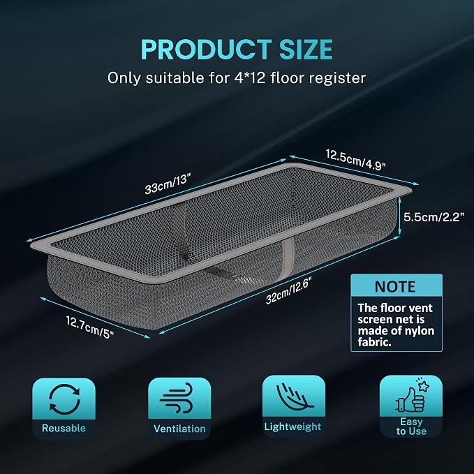 4 Pack Floor Register Cover Trap, HG Power 4 x 12 Inch Floor Vent Screen Net - Image 2
