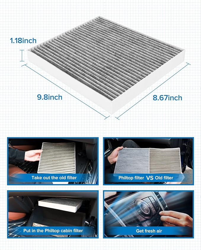 PHILTOP HEPA Cabin Air Filter w/Activated Carbon, Compatible - Image 7